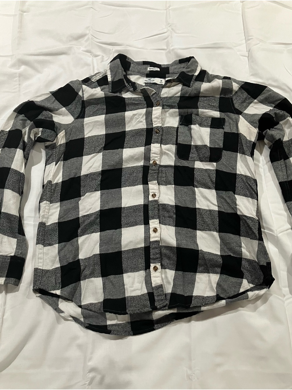 Hollister Black & White Plaid Button-Down Shirt